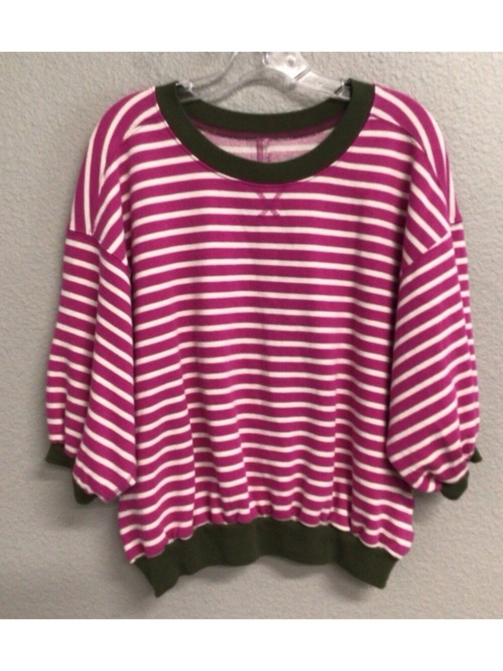 Anthropologie Pilcro Niki Bubble Sweatshirt Women’s Size Medium Pink Stripe